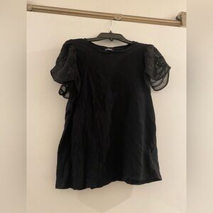 Express Black Eyelet Lace Sleeve Top